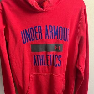 Under Armour Red Hoodie with Blue Accents